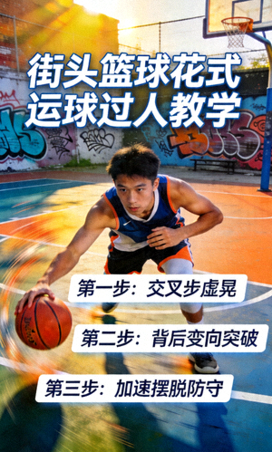 街头篮球花式运球过人教学短视频